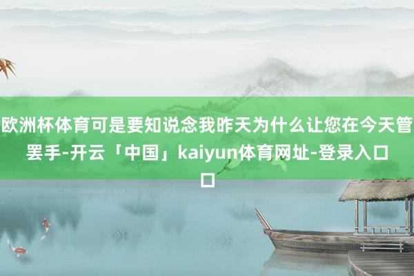 欧洲杯体育可是要知说念我昨天为什么让您在今天管罢手-开云「中国」kaiyun体育网址-登录入口