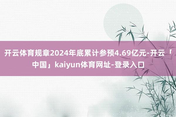 开云体育规章2024年底累计参预4.69亿元-开云「中国」kaiyun体育网址-登录入口
