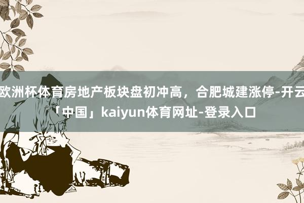 欧洲杯体育房地产板块盘初冲高，合肥城建涨停-开云「中国」kaiyun体育网址-登录入口
