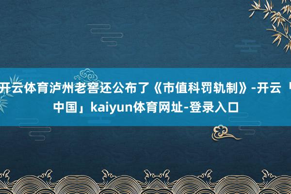 开云体育泸州老窖还公布了《市值科罚轨制》-开云「中国」kaiyun体育网址-登录入口