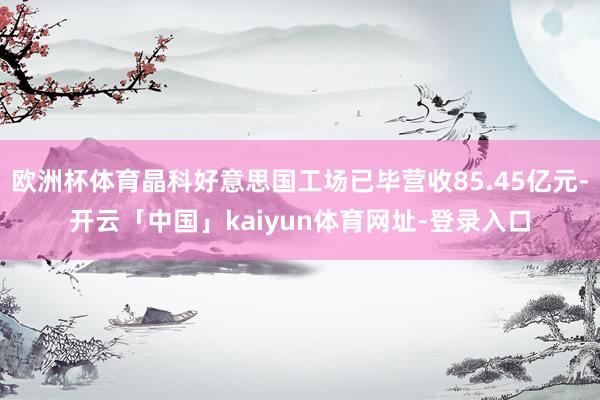 欧洲杯体育晶科好意思国工场已毕营收85.45亿元-开云「中国」kaiyun体育网址-登录入口