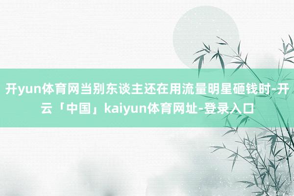 开yun体育网当别东谈主还在用流量明星砸钱时-开云「中国」kaiyun体育网址-登录入口